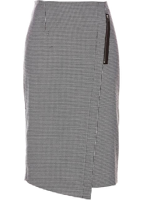 Gonna a portafoglio raffinata con zip decorativa - Nero / bianco fantasia