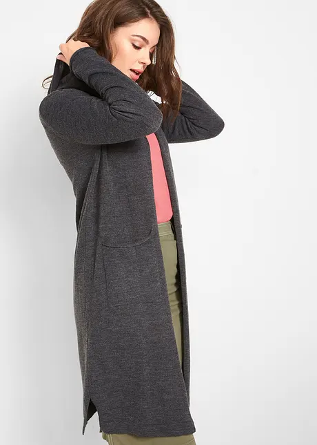 Cardigan lungo con cappuccio, bonprix