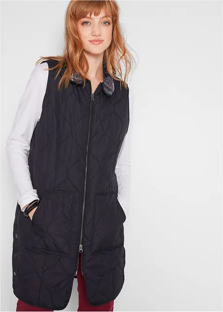 Gilet trapuntato lungo con bottoni a pressione sui lati., bpc bonprix collection