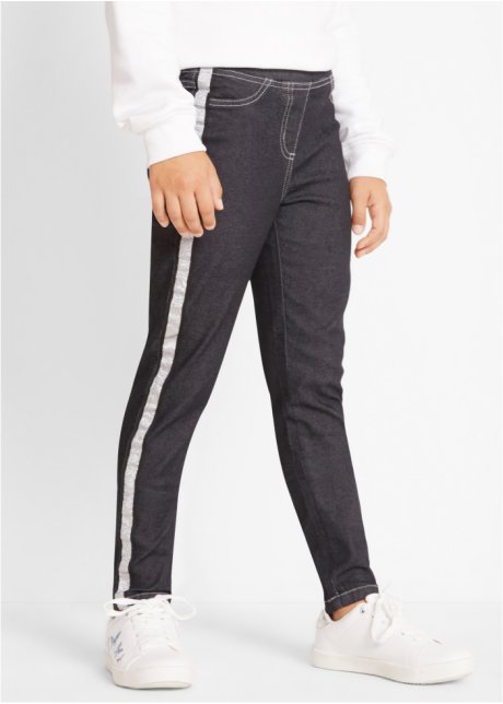 Bonprix Bambina Abbigliamento Pantaloni e jeans Jeans Jeggings Jeggings con bande glitterate Nero 
