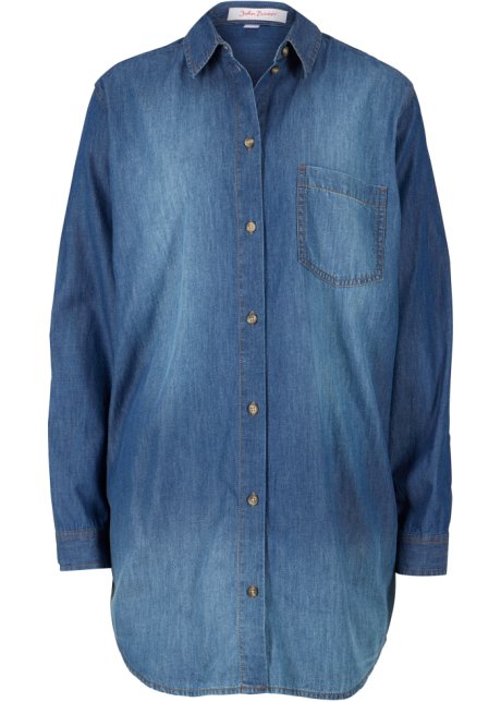 Bonprix Donna Abbigliamento Camicie Camicie denim Blu Camicia lunga di jeans 