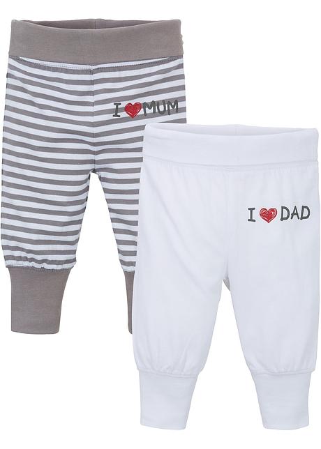 Pantaloni di maglina (pacco da 2) in cotone biologico - Grigio / bianco