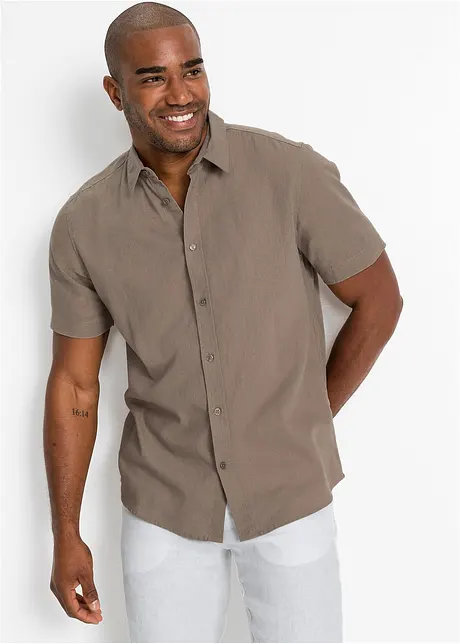 Camicia in misto lino a maniche corte, bonprix