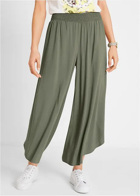 Pantaloni culotte al polpaccio con cinta comoda, bonprix