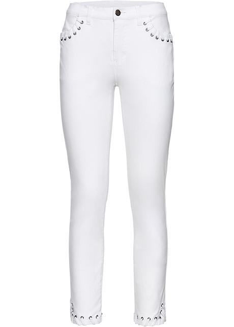 Pantaloni cropped skinny con stringhe - Bianco