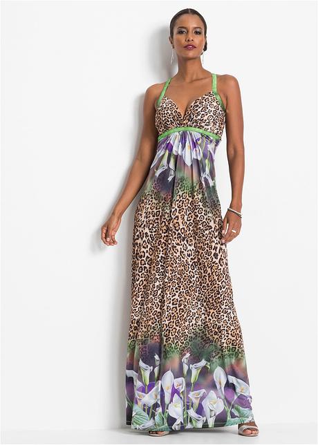 Abito lungo fantasia - Marrone leopardato