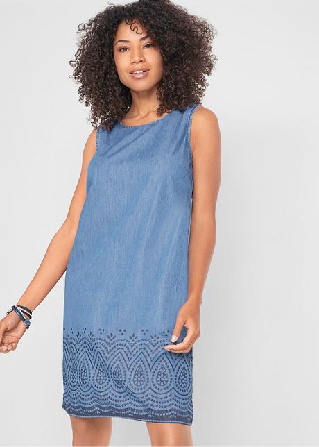 Abito di jeans stampato - Azzurro