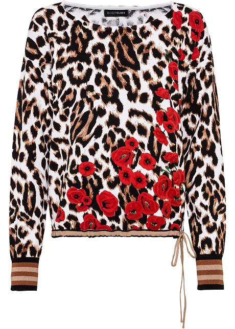Maglione boxy con stampa Bianco / leopardato - BODYFLIRT - bonprix.it