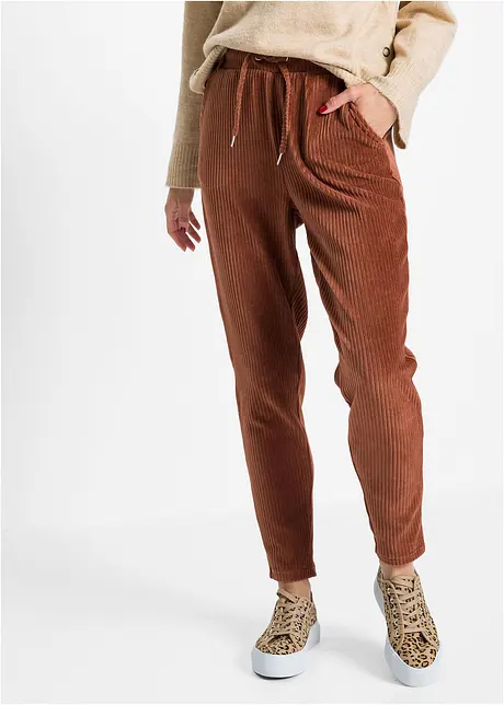 Pantaloni in velluto con cinta elastica, bonprix