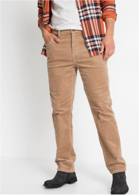 Pantaloni di velluto elasticizzato classic fit tapered Marrone Bonprix Uomo Abbigliamento Pantaloni e jeans Pantaloni Pantaloni in velluto 