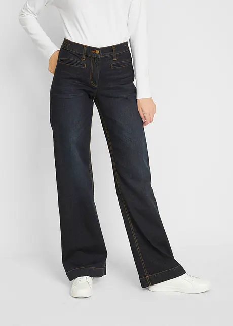 Jeans wide leg con bordo vita confortevole, vita media, bonprix
