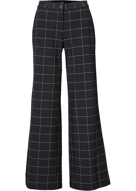 Pantaloni larghi elasticizzati con tasche - Nero / bianco a quadri