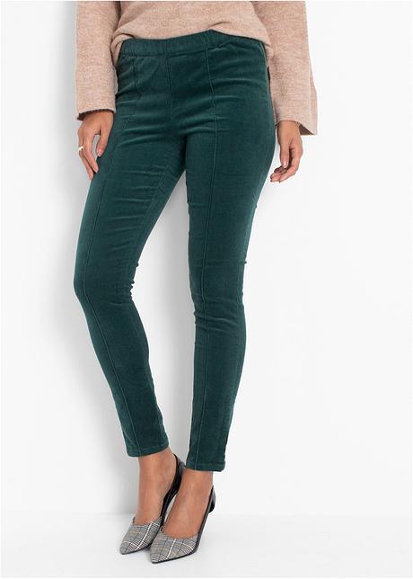 Leggings in velluto con cinta elastica - Petrolio