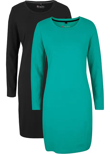 Abito in jersey di cotone elasticizzato (pacco da 2), bonprix
