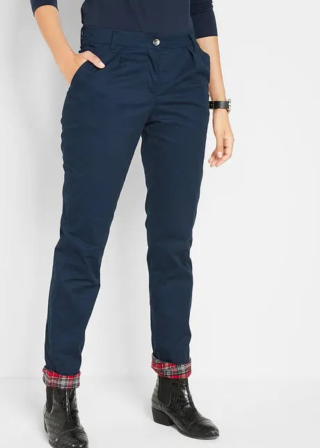 Pantaloni termici chino con fodera a quadri, bonprix