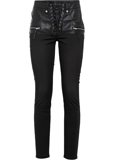 Pantaloni biker stilosi con cerniere decorative - Nero