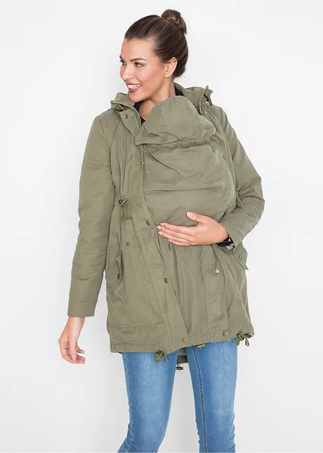 Parka prémaman foderato in jersey con inserto babywearing, bonprix