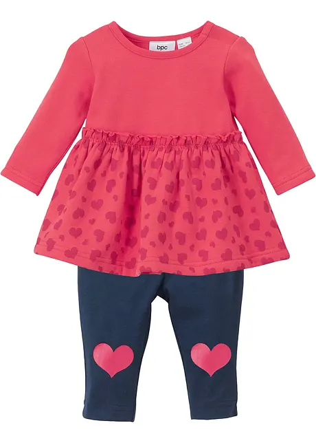 Abito di felpa e leggings (set 2 pezzi) in cotone biologico, bpc bonprix collection