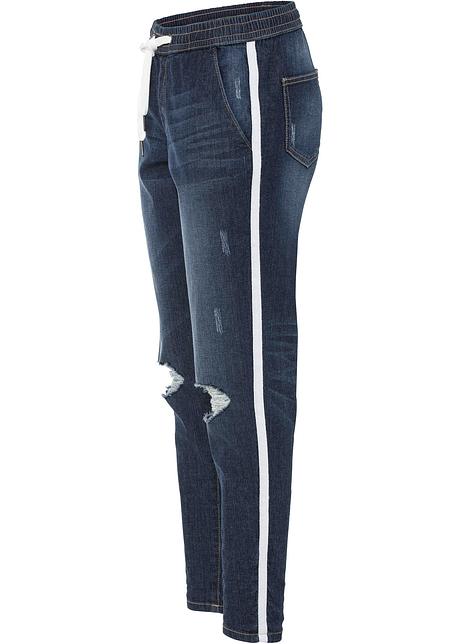 Jeans larghi con bande laterali - Dark denim