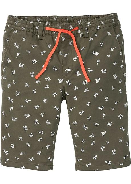 Bermuda elasticizzati trendy e confortevoli in moderna microfantasia. -  Verde oliva scuro fantasia