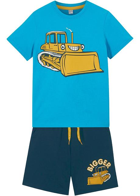 T-shirt e pantaloni corti (set 2 pezzi) - Turchese medio / blu scuro  stampato