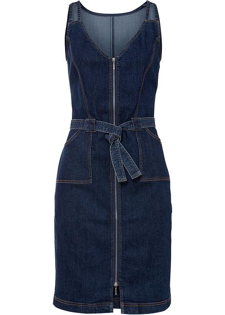 Abito di jeans con cerniera - Dark denim