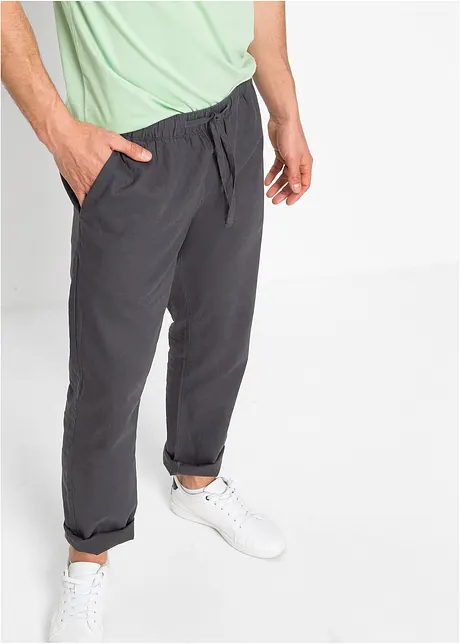 Pantaloni chino in misto lino con elastico in vita regular fit, straight, bonprix