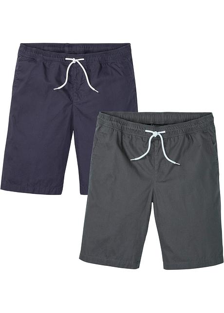Moderni shorts basic lunghi in conveniente confezione doppia. - Blu scuro +  antracite