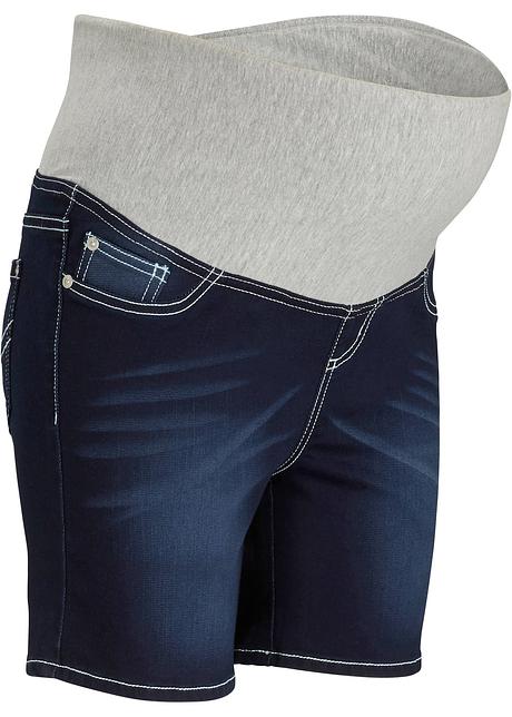 Shorts prémaman elasticizzati con mezza fascia sulla pancia - Dark blu stone
