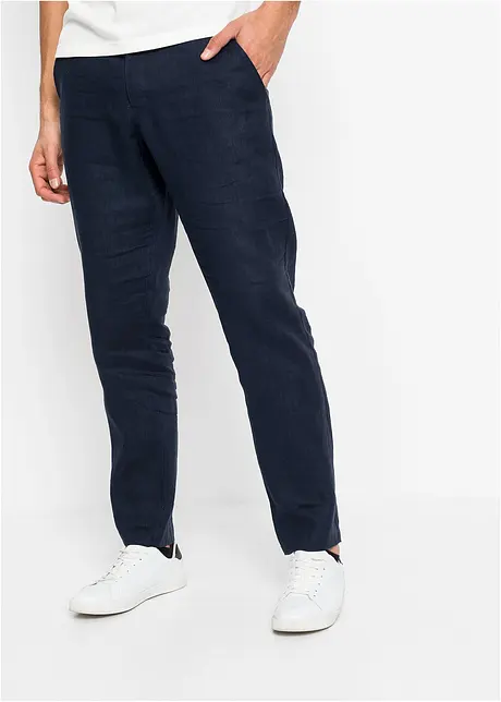 Pantaloni chino in lino con cinta confortevole regular fit straight, bonprix