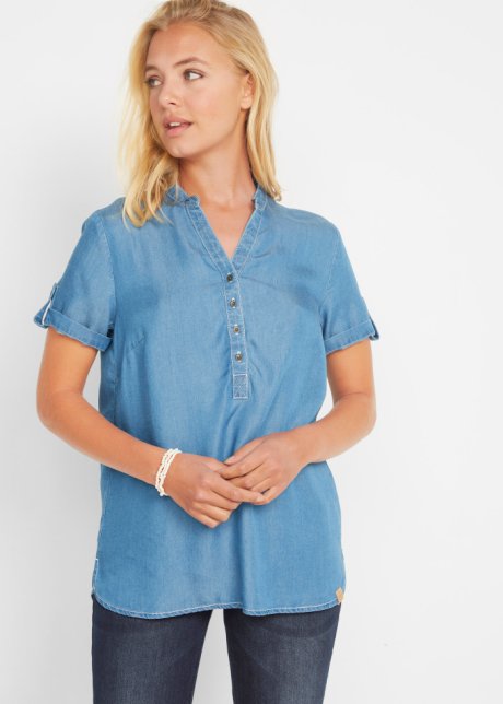 Bonprix Donna Abbigliamento Camicie Camicie denim Blusa di jeans in TENCEL™ Lyocell Blu 