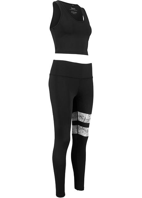 Top sportivo comodo e leggings funzionali (set 2 pezzi) livello 2 - Nero