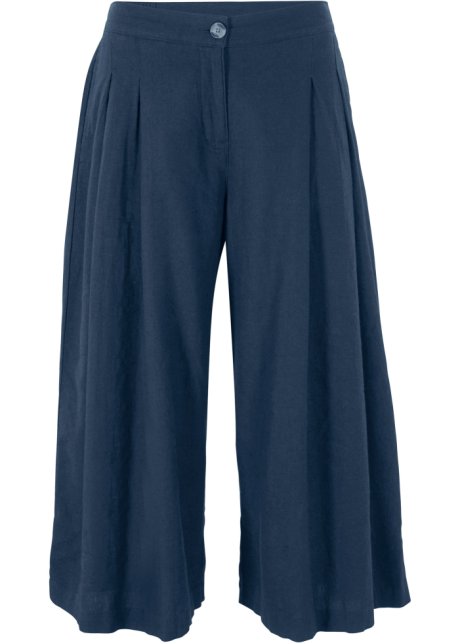 Blu Pantaloni culotte in misto lino Bonprix Donna Abbigliamento Pantaloni e jeans Pantaloni Pantaloni culottes 