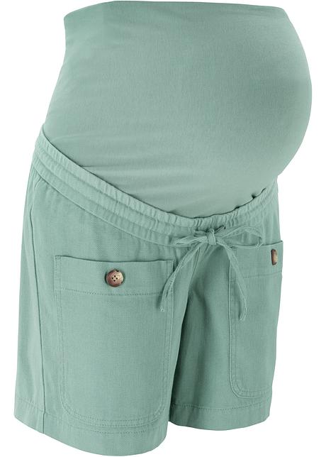 Shorts prémaman in stile cargo con laccetto - Verde fumé