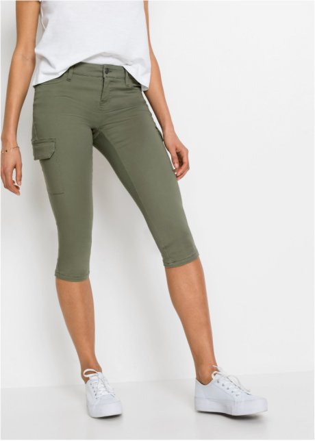 Verde Pantaloni capri elasticizzati con elastico Bonprix Donna Abbigliamento Pantaloni e jeans Pantaloni Pantaloni capri 
