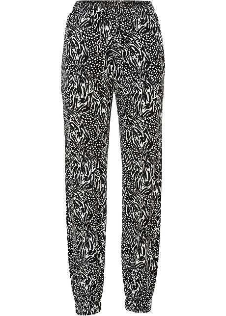 Pantaloni moderni in bella fantasia - Nero / bianco panna fantasia