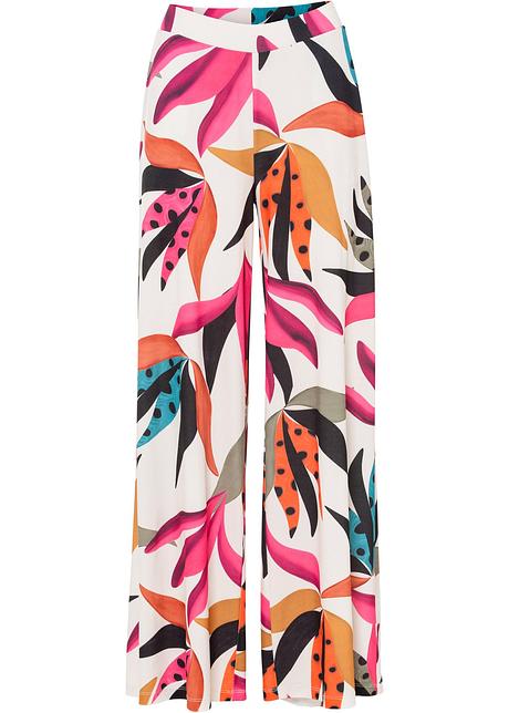 Pantaloni a palazzo comodi in fantasia attraente - Bianco panna / fucsia a  fiori
