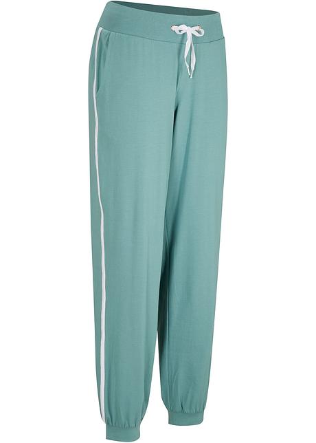 Incredibilmente comodi: pantaloni da jogging in jersey singolo - Verde  salvia fumé / bianco