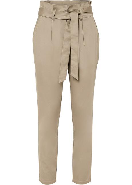 Pantaloni moderni con cintura da annodare e leggera arricciatura in vita. -  Verde oliva chiaro