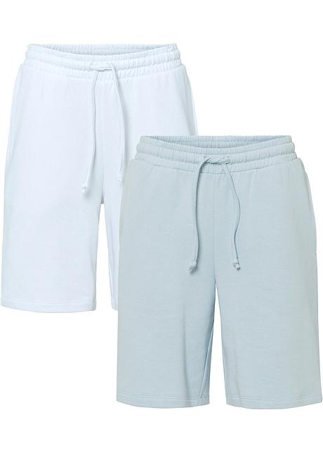 Shorts in felpa comodi e sportivi con tasche - Blu perlato + bianco