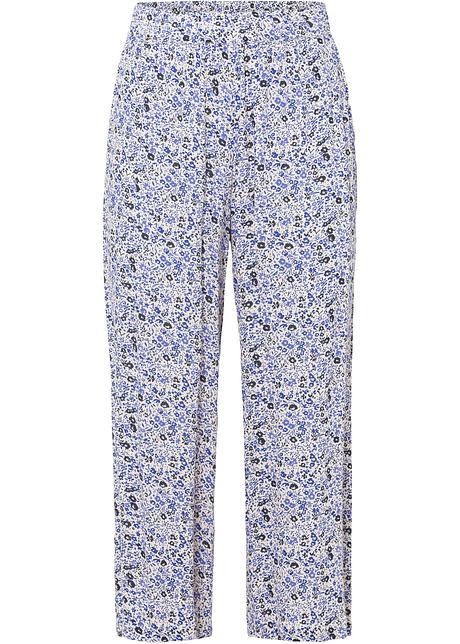 Pantaloni culotte a fiori - Beige / blu a fiori