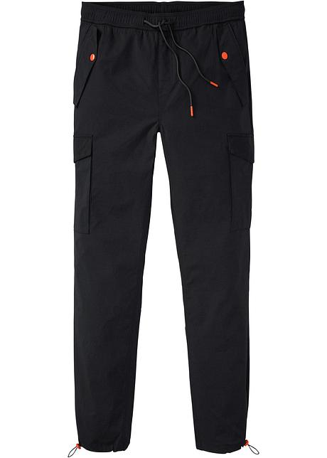 Pantaloni cool con elastico in vita e 6 tasche, in piacevole tessuto  elasticizzato. - Nero