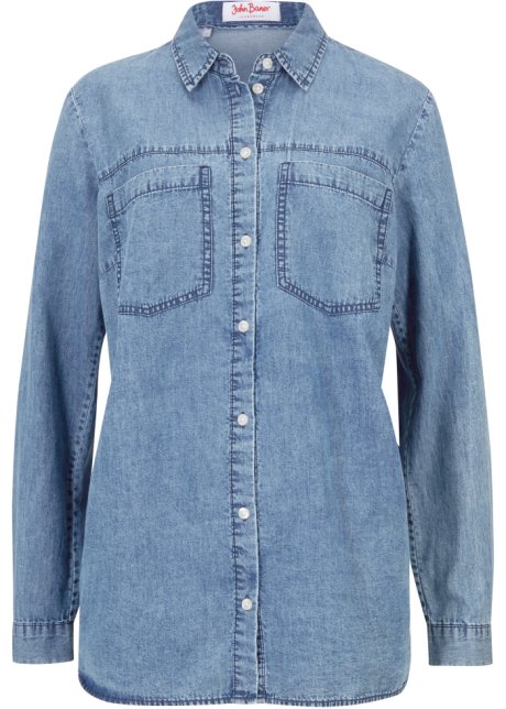 Camicia di jeans in cotone biologico Bonprix Donna Abbigliamento Camicie Camicie denim Blu 