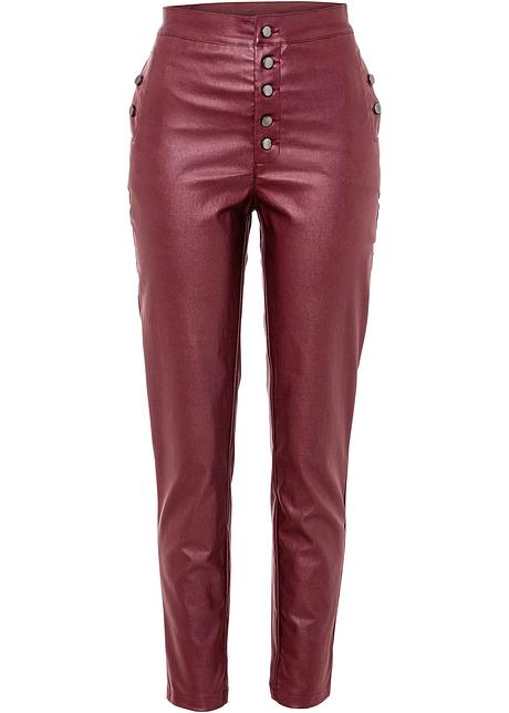 Pantaloni in similpelle a vita alta - Bordeaux