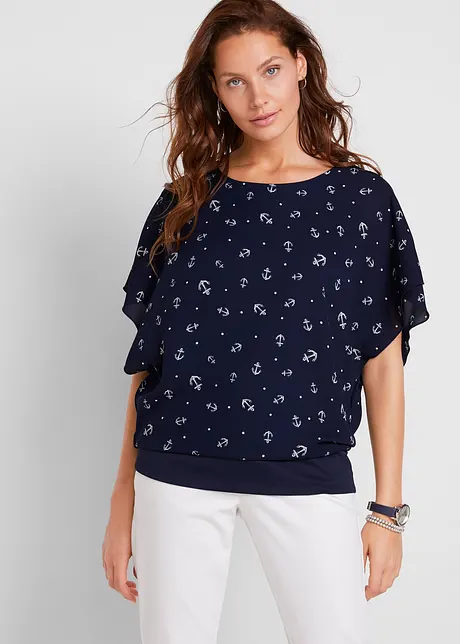 Blusa in georgette a maniche corte, bonprix