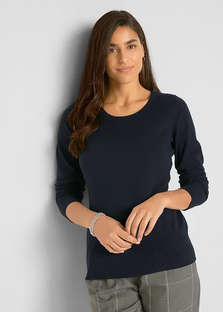 Maglione basic in maglia fine con cotone riciclato, bonprix