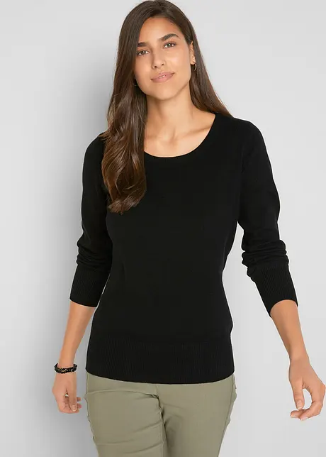 Maglione basic in filato fine con cotone riciclato, bonprix