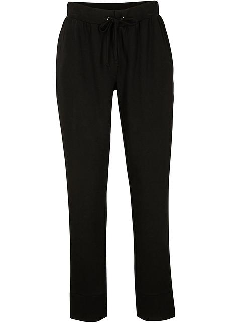Pantaloni elasticizzati comodi in punto di Roma con cerniera - Nero