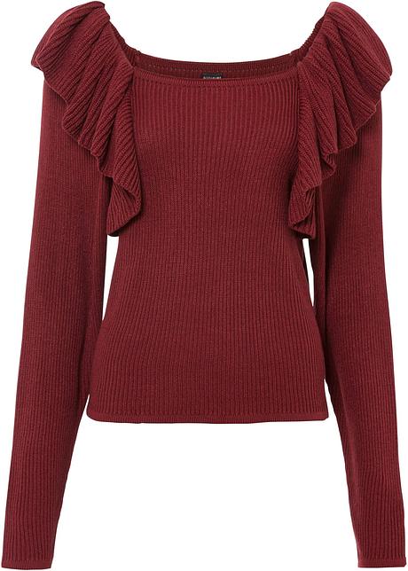 Vicolo Maglione bianco pompon, trecce e maxi volant - Calibro Shop
