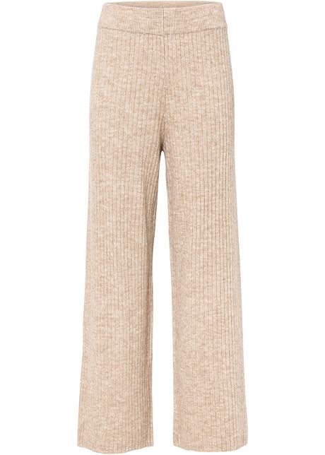 Pantaloni in maglia moderni con cinta elastica. - Beige melange